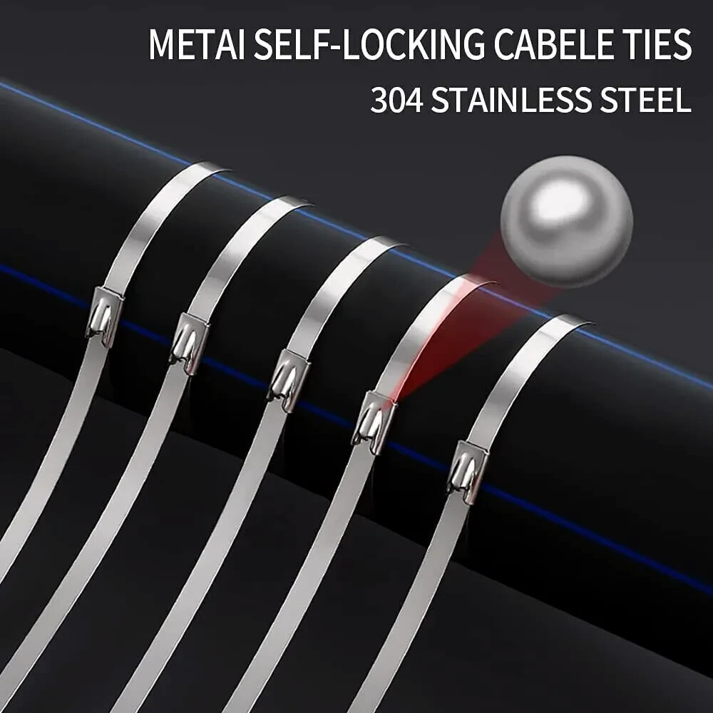 100-36″ 304 Stainless Steel Metal Zip Ties Self Locking Heavy Duty (4.6mm) Cable