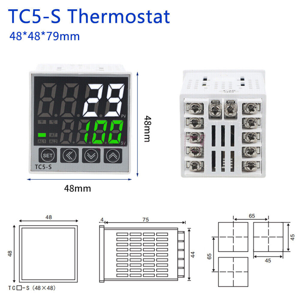 Digital Temperature Controller 100-240VAC/DC 0~1370℃ Thermostat Relay output 10A