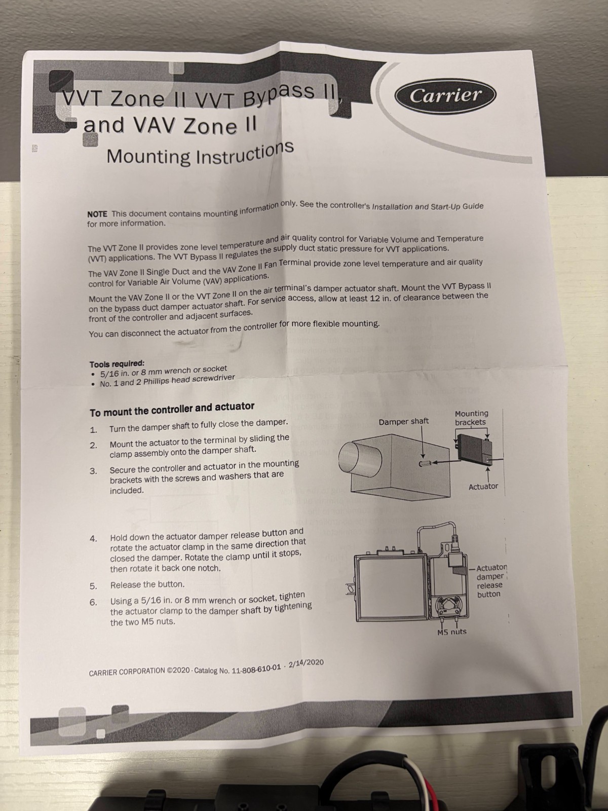OPN-VAVB1-02 Carrier VAV Zone II Single Duct Controller