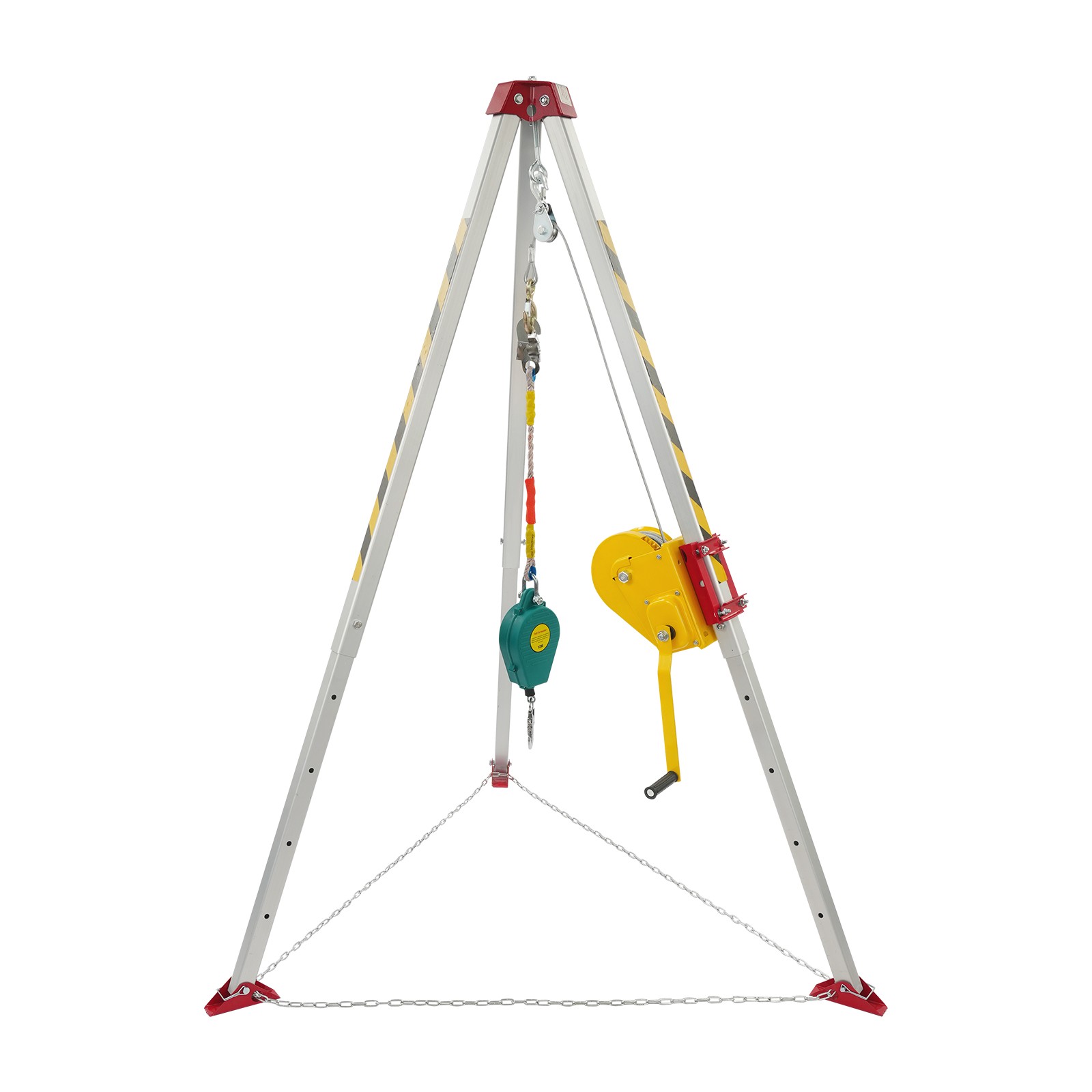 Confined Space Tripod Kit 2600LBs Winch 65ft Cable Fall Arrester Rescue Tripod