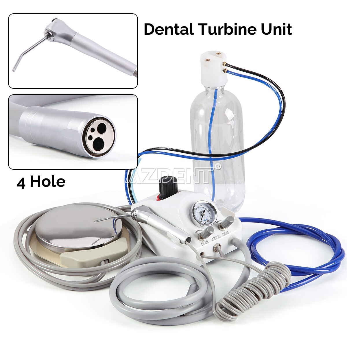 Portable Dental Delivery Unit Air Compressor Syringe Suction /Turbine Unit 4Hole