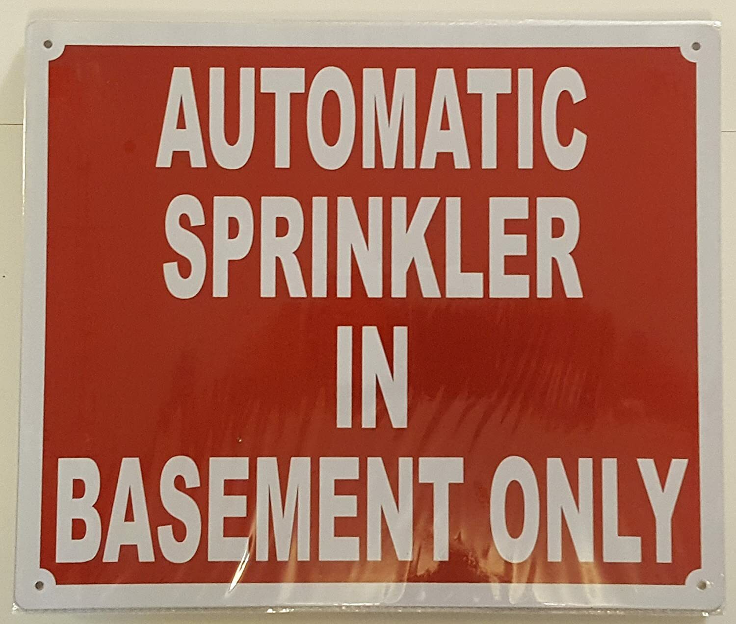 AUTOMATIC SPRINKLER IN BASEMENT ONLY SIGN (ALUMINIUM 10X12)