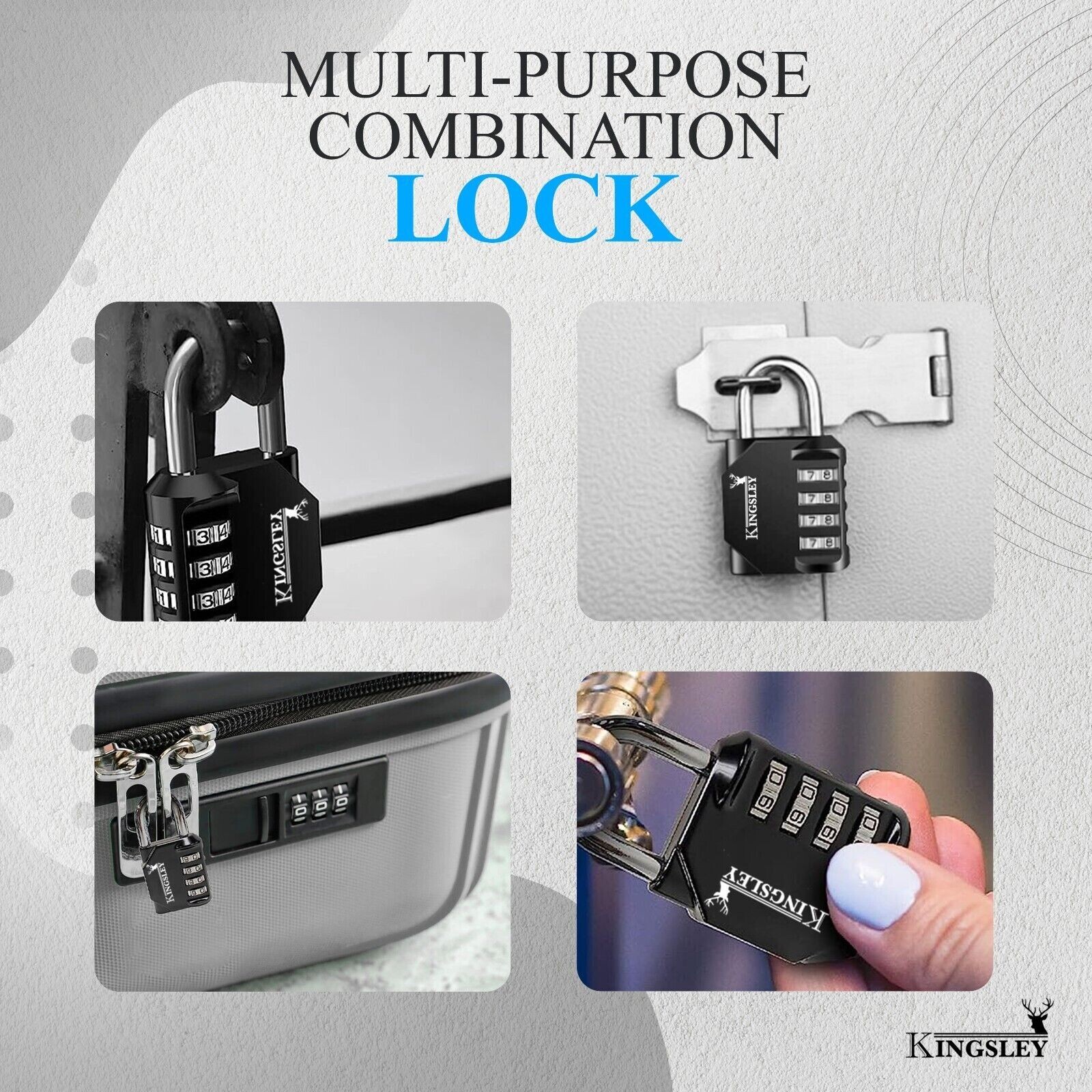 2 Pack 4 Digit Combination Padlock for School Gym Locker Weatherproof