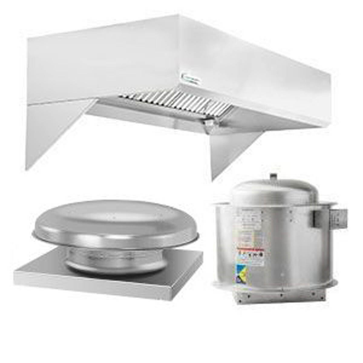 HoodMart 2007-DB 7′ x 48″ Restaurant Hood System w/ Eco Make-Up Air, 18 Gauge…