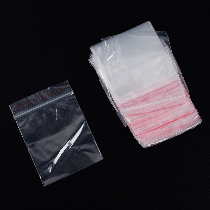 100pcs Clear Plastic Bag Grip Self Seal Resealable Mini Packing Bags