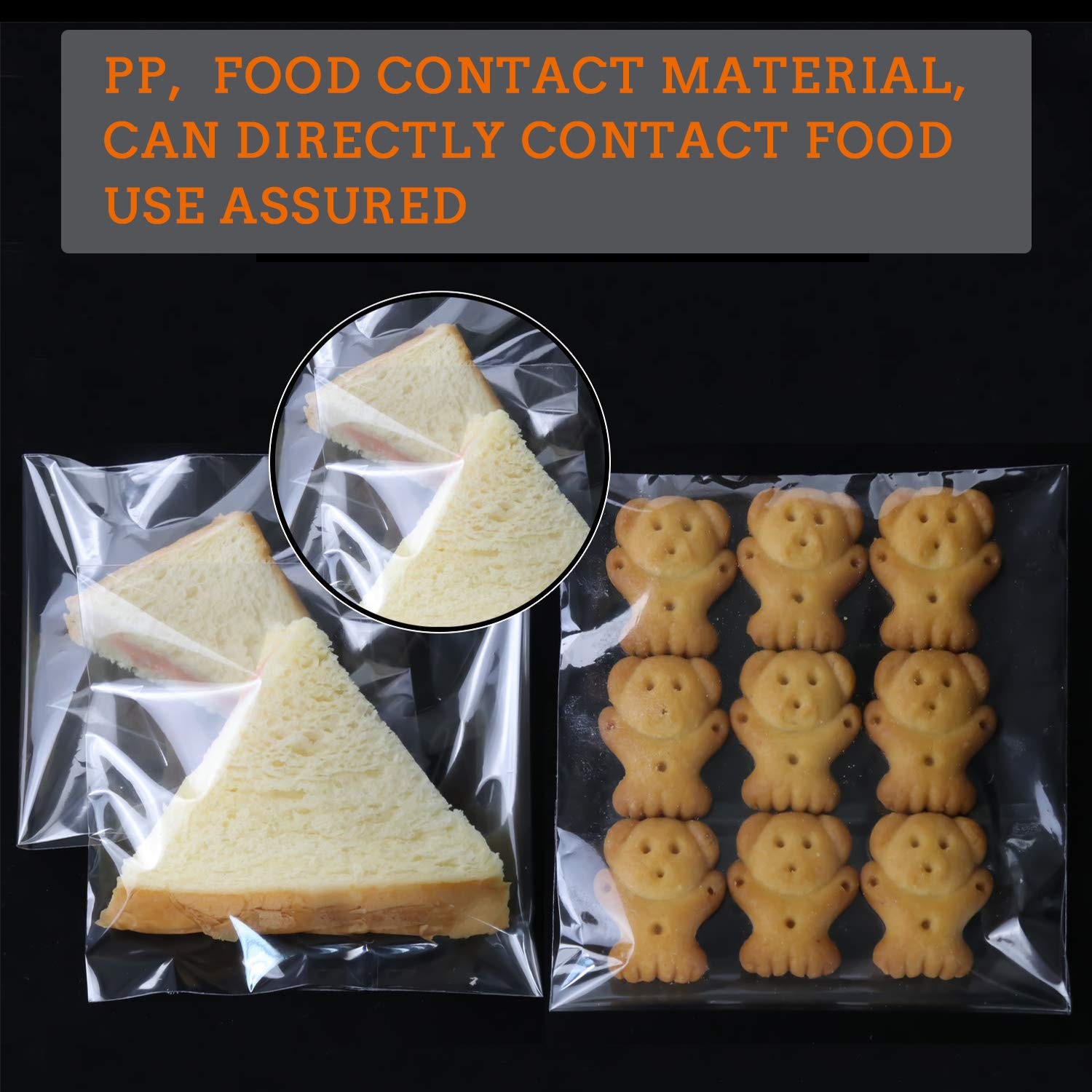 950 PCS Clear Resealable Cellophane Bags 4 Sizes with 3.5×5，3.9×5.9, 5×6.6, 5…