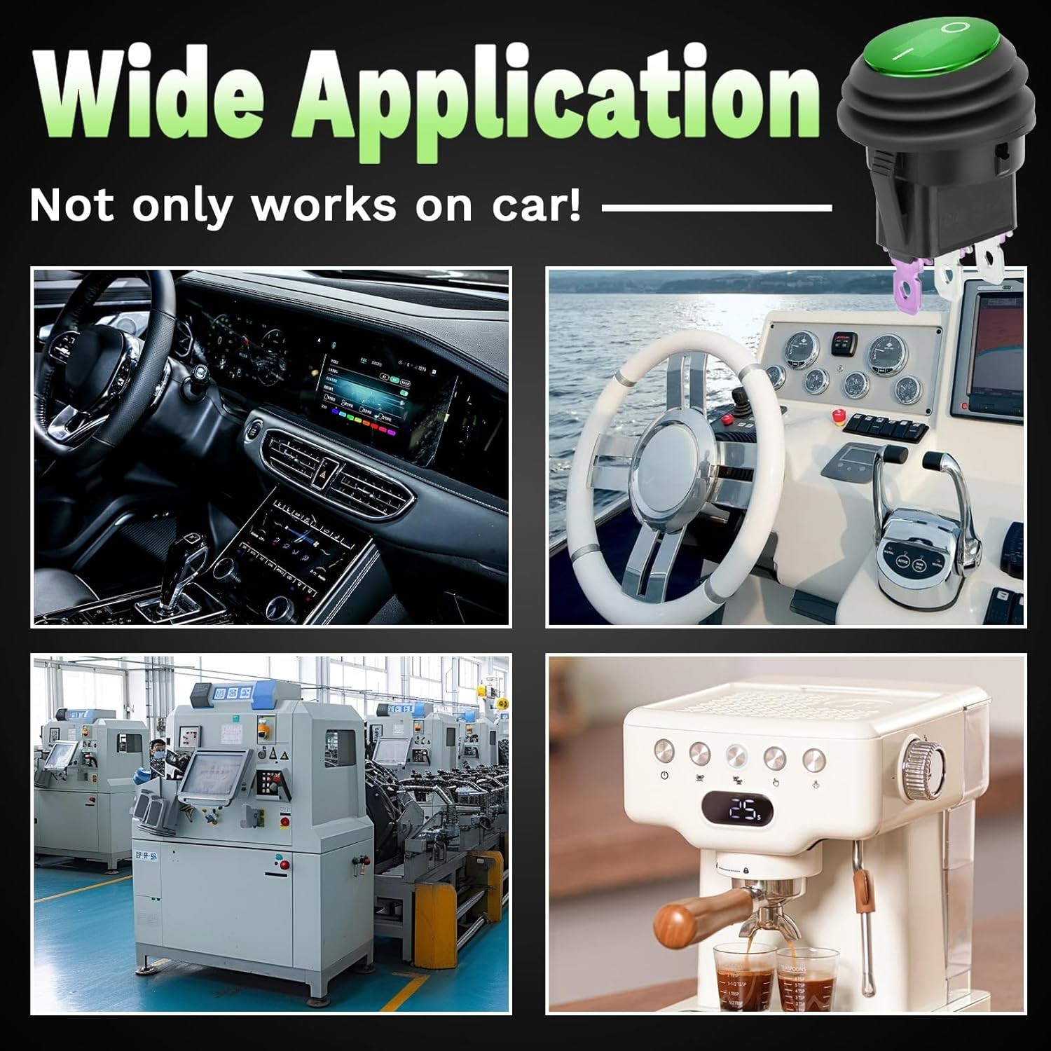 Waterproof LED Rocker Toggle Switch 12V SPST 3 Pin On Off Car M Color: Green-1