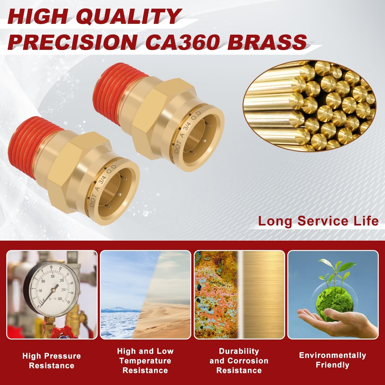 3/4″ Quick Push to Connect Fittings Brass Union Straight Joint DOT Approved 3…