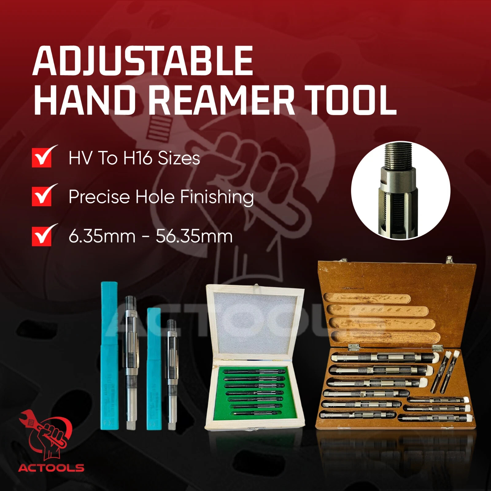 New Adjustable Hand Reamer 20 Pcs Set HV TO H16 Sizes (1/4 ” to 2.7/32″)