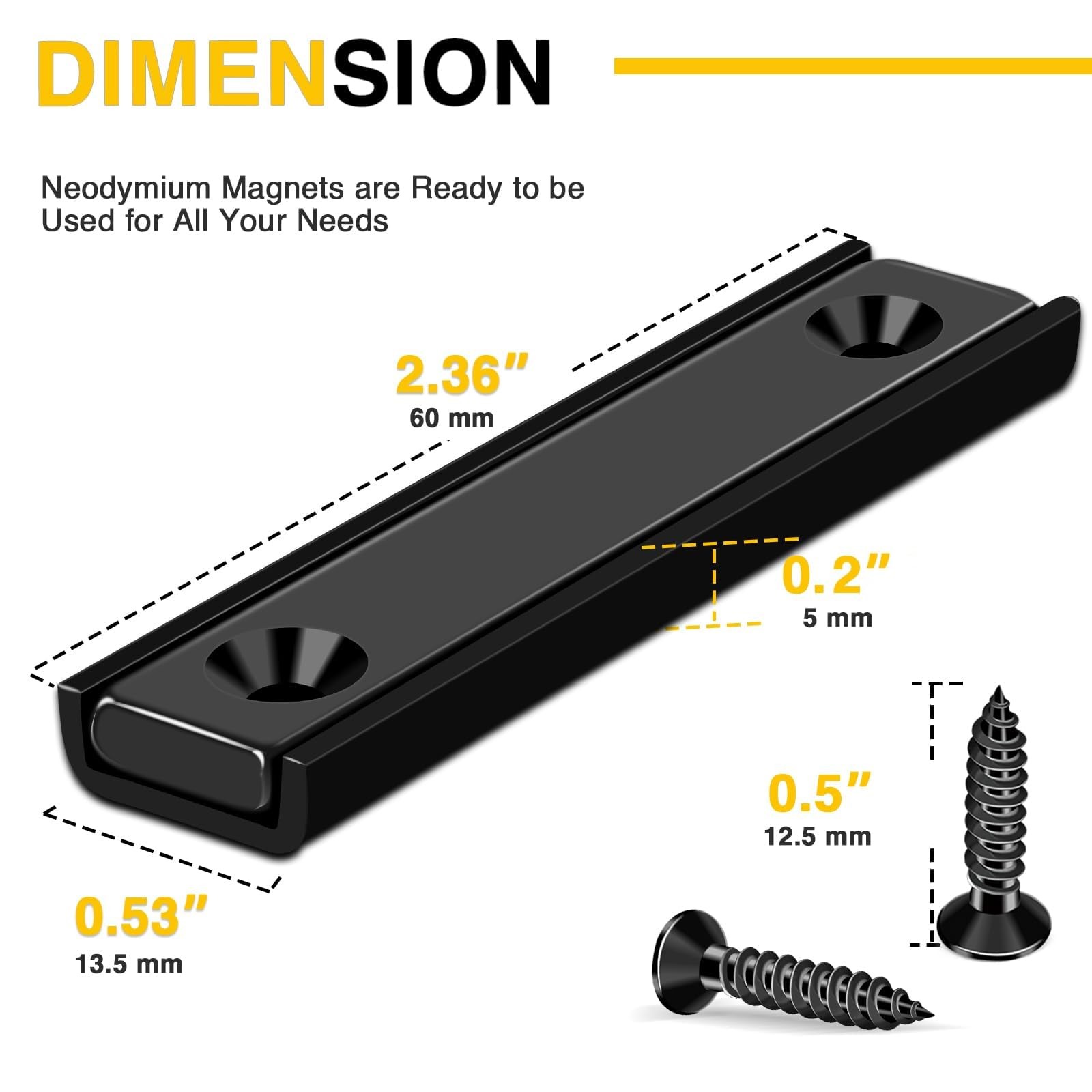 DIYMAG Strong Neodymium Rectangular Magnets 4Pack, 2.36″ x 0.53″ x 0.20″ 80LB…