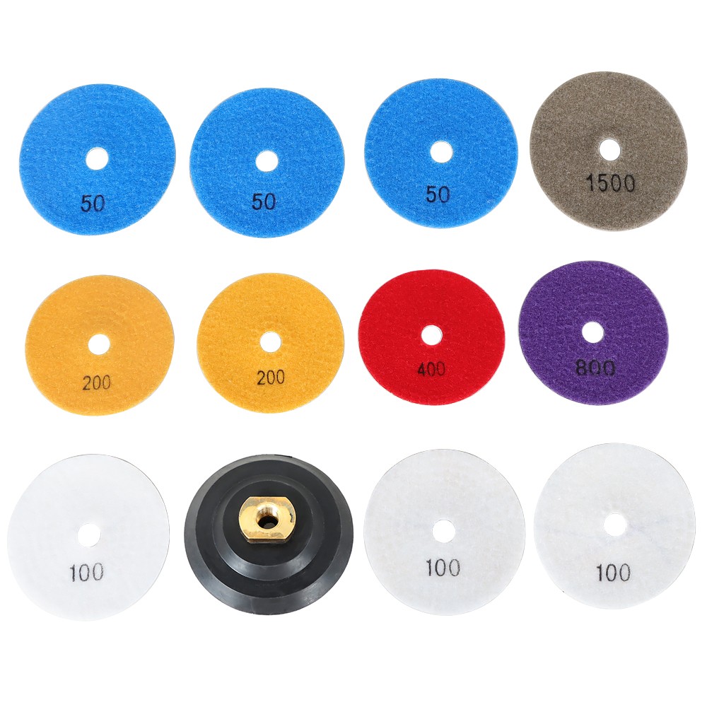 12PCS 4 Inch Diamond Polishing Pads Wet Dry Set Kit For Granite Concrete Marble