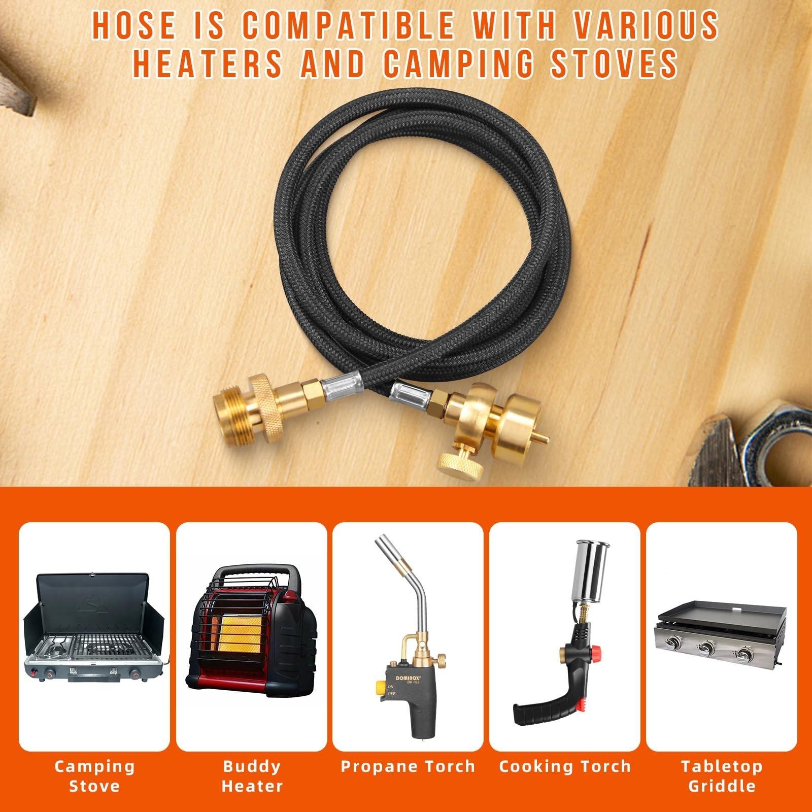 Propane Torch Head with 5FT Hose, Base and Cylinder Clip, Torch Head Trigger …