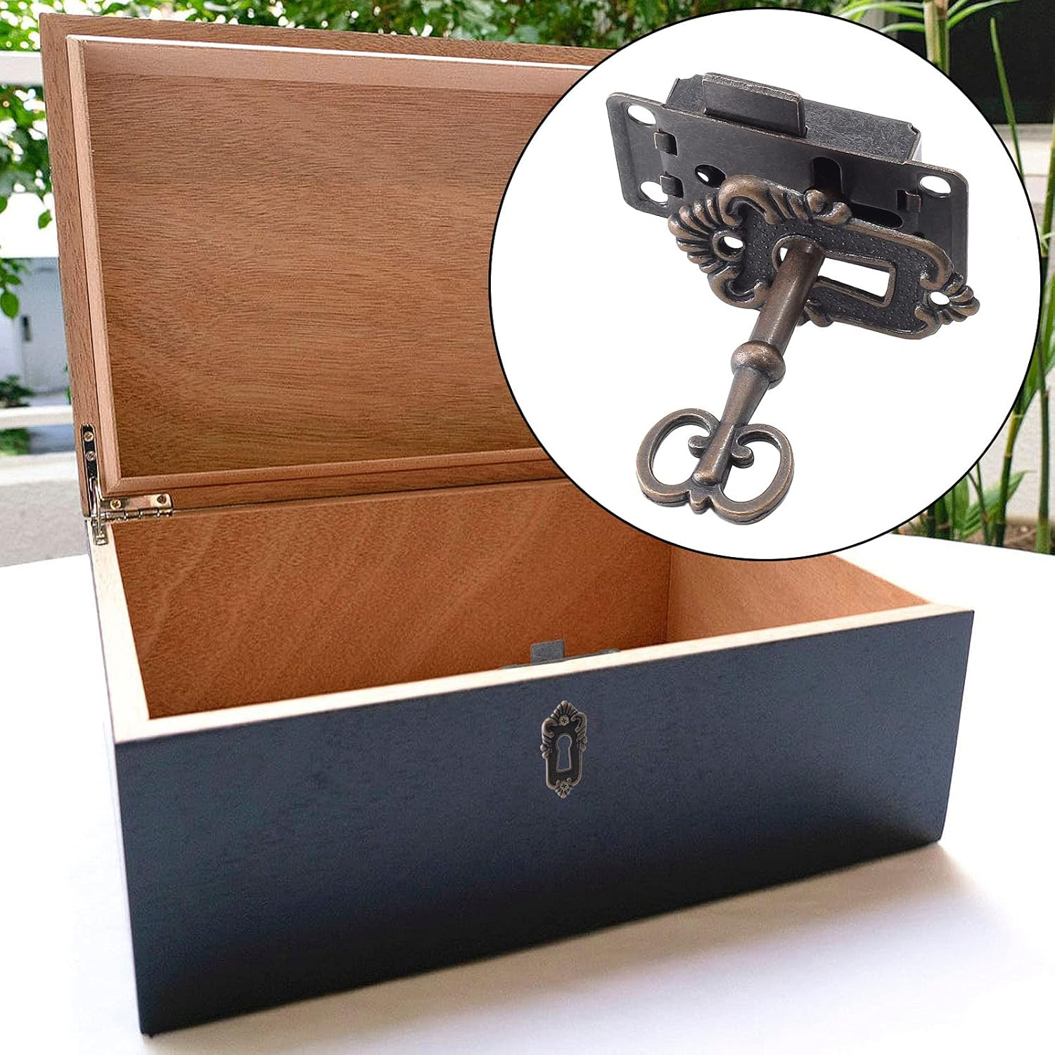 Antique Cabinet Lock – Flush Mount Case Box Lock, Furniture Decorative with K…