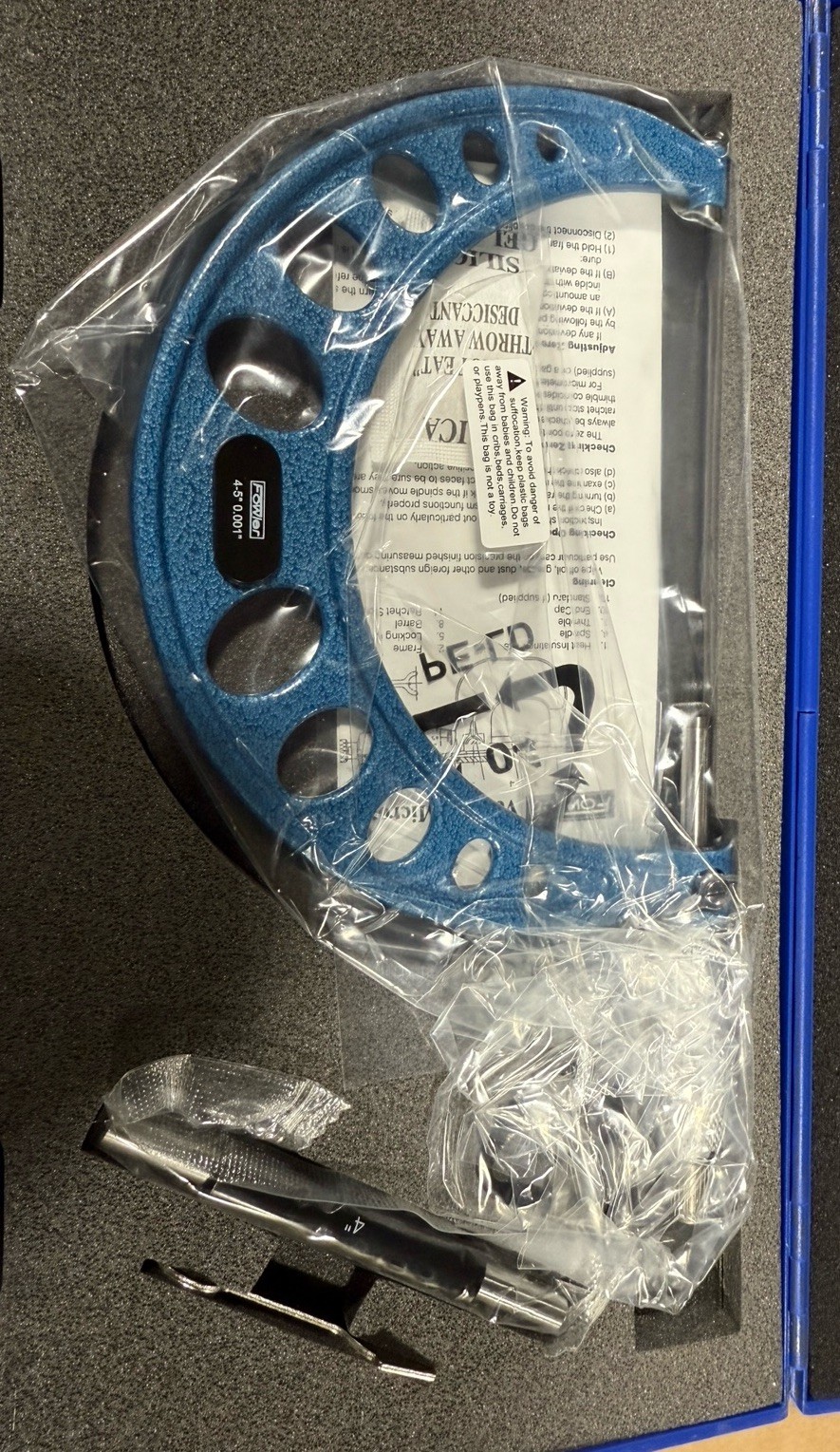 Fowler 4-5″ Range .001″ Graduation Outside Micrometer 52-253-005-1 NEW