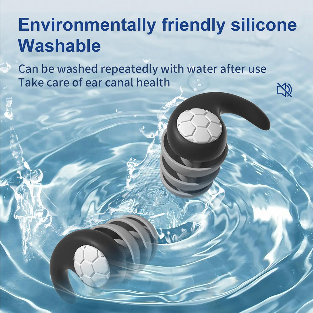 Reusable Silicone Ear Plugs Noise Cancelling Earplugs Protector Study Sleep Swim