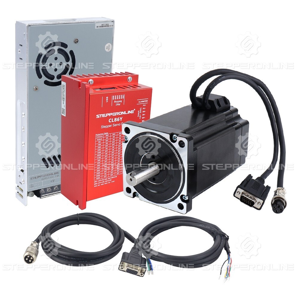 STEPPERONLINE 1Axis Nema 34 9Nm Φ14mm 6A Closed Loop Stepper Kit & Power Supply