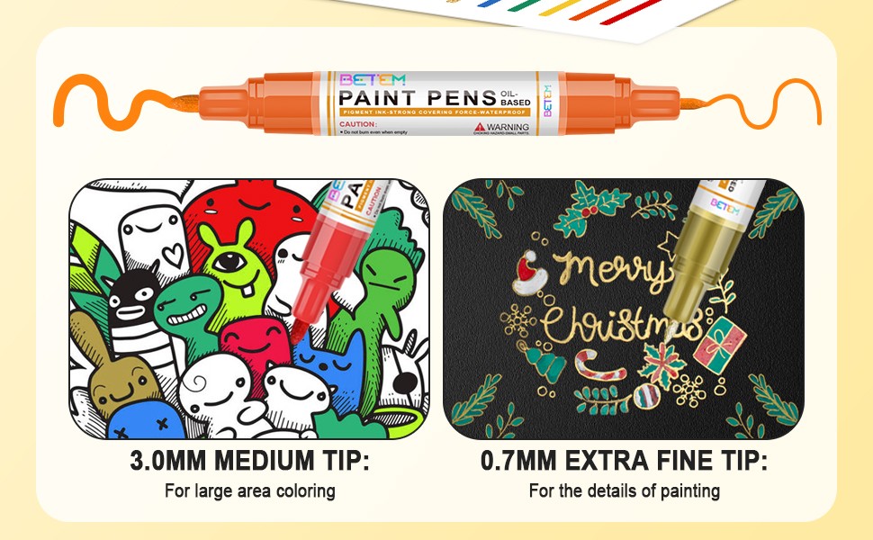 9 Count Dual Tip Oil Based Paint Markers Acrylic Paint Pens(0.7mm & 3mm),
