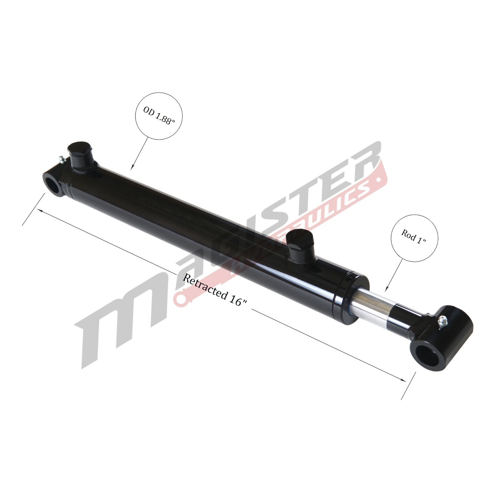 Hydraulic Cylinder Welded Double Acting 1.5″ Bore 8″ Stroke Cross Tube End 1.5×8