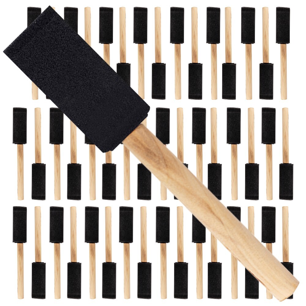 48Count – 1″ Disposable Poly Foam Brushes for All Paints, Stains, Varnish & Glue