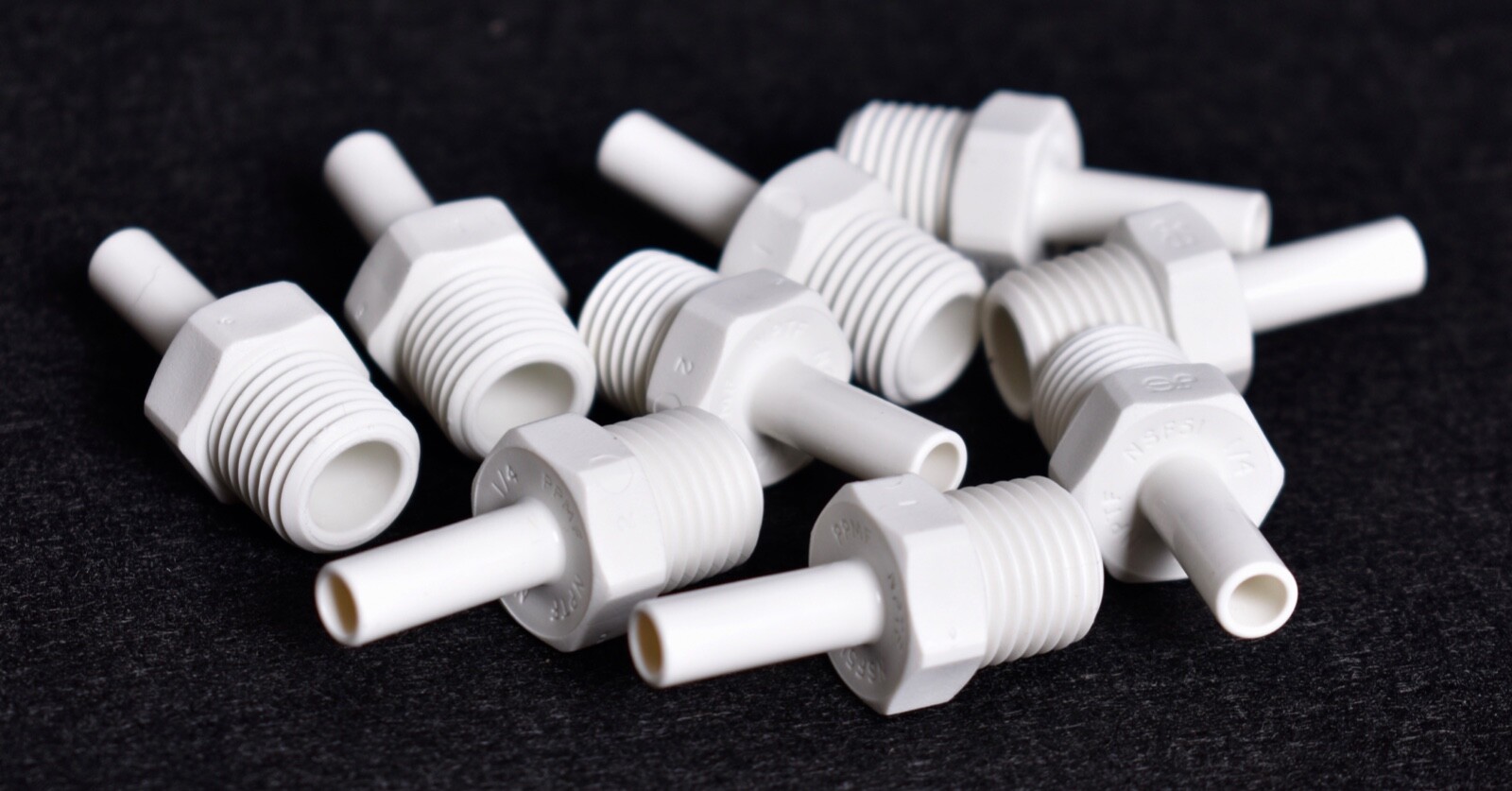 9 Count John Guest Polypropylene Stem Adapters 1/4″ x 1/4″ PP050822W