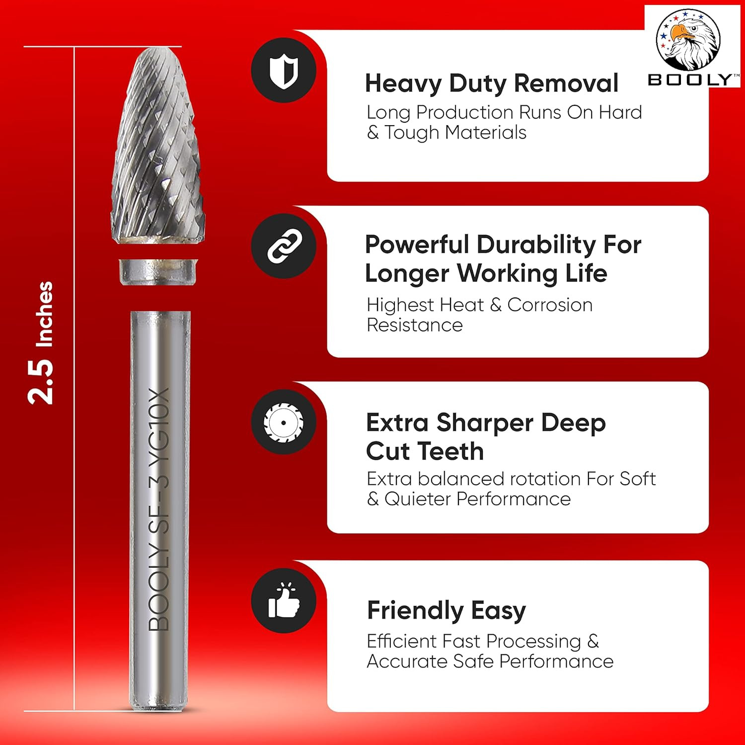 Premium-Grade Die Grinder Bits Carbide Burr Set 1/4 Shank 8-PC Double-Cut Rotary