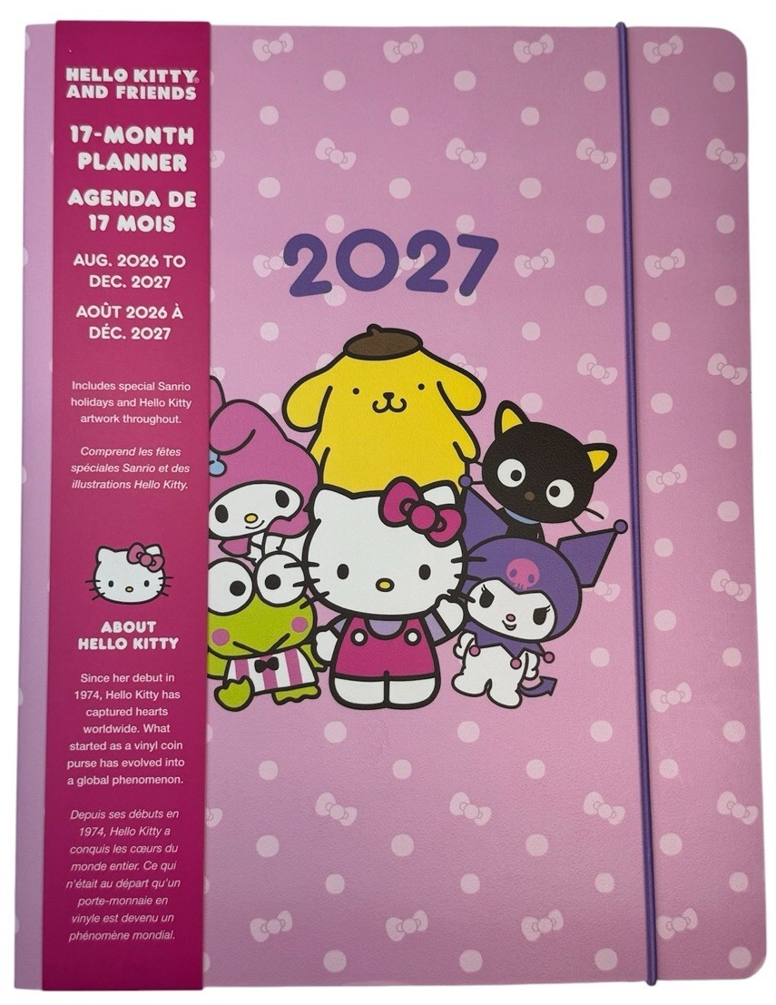 2026 – 2027 Sanrio HELLO KITTY 17 Months Monthly Planner Pink Size MEDIUM