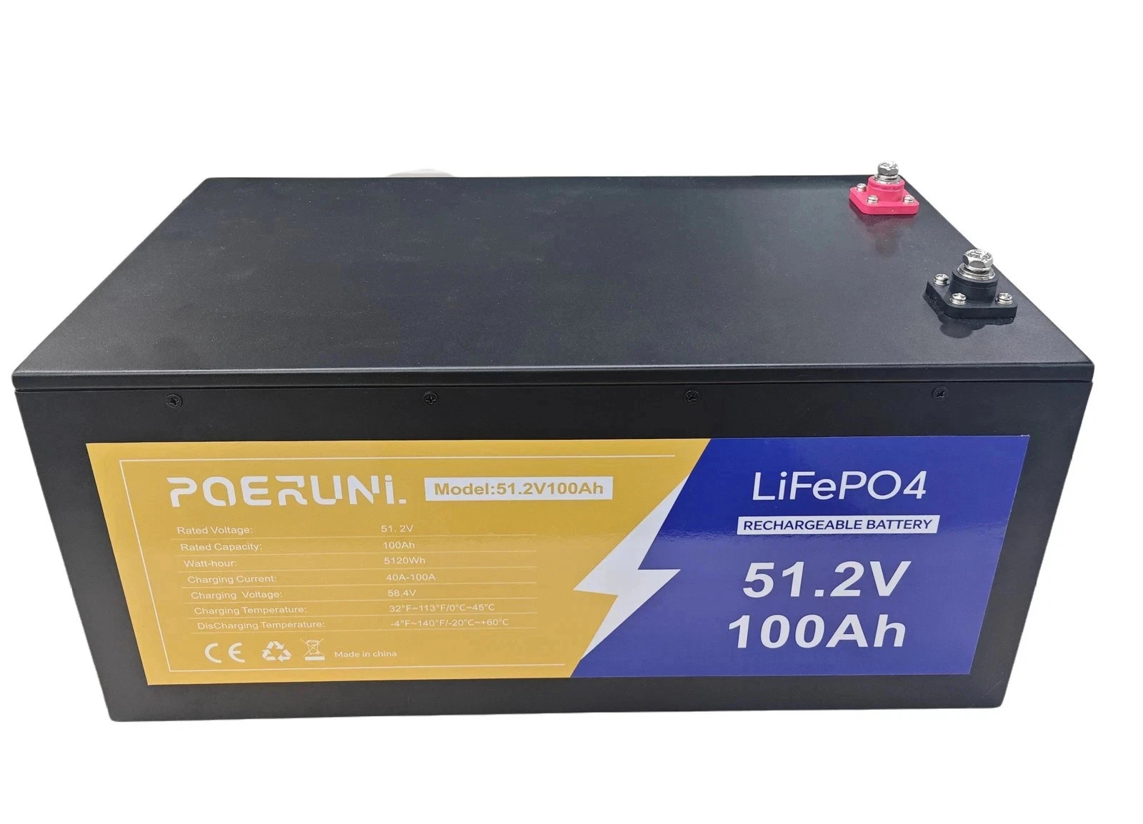 POERUNI 12V 300Ah LiFePO4 Battery 4000+ Deep Cycles 3840Wh 200A BMS for RV Solar
