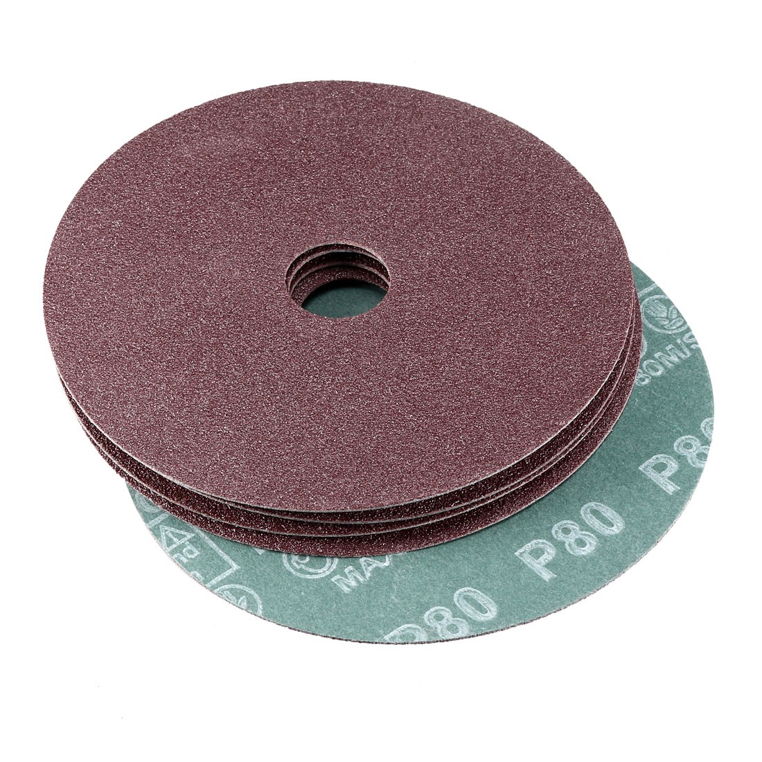 5-Inch x 7/8-Inch Aluminum Oxide Resin Fiber Discs Center Hole 80 Grit 10 Pcs