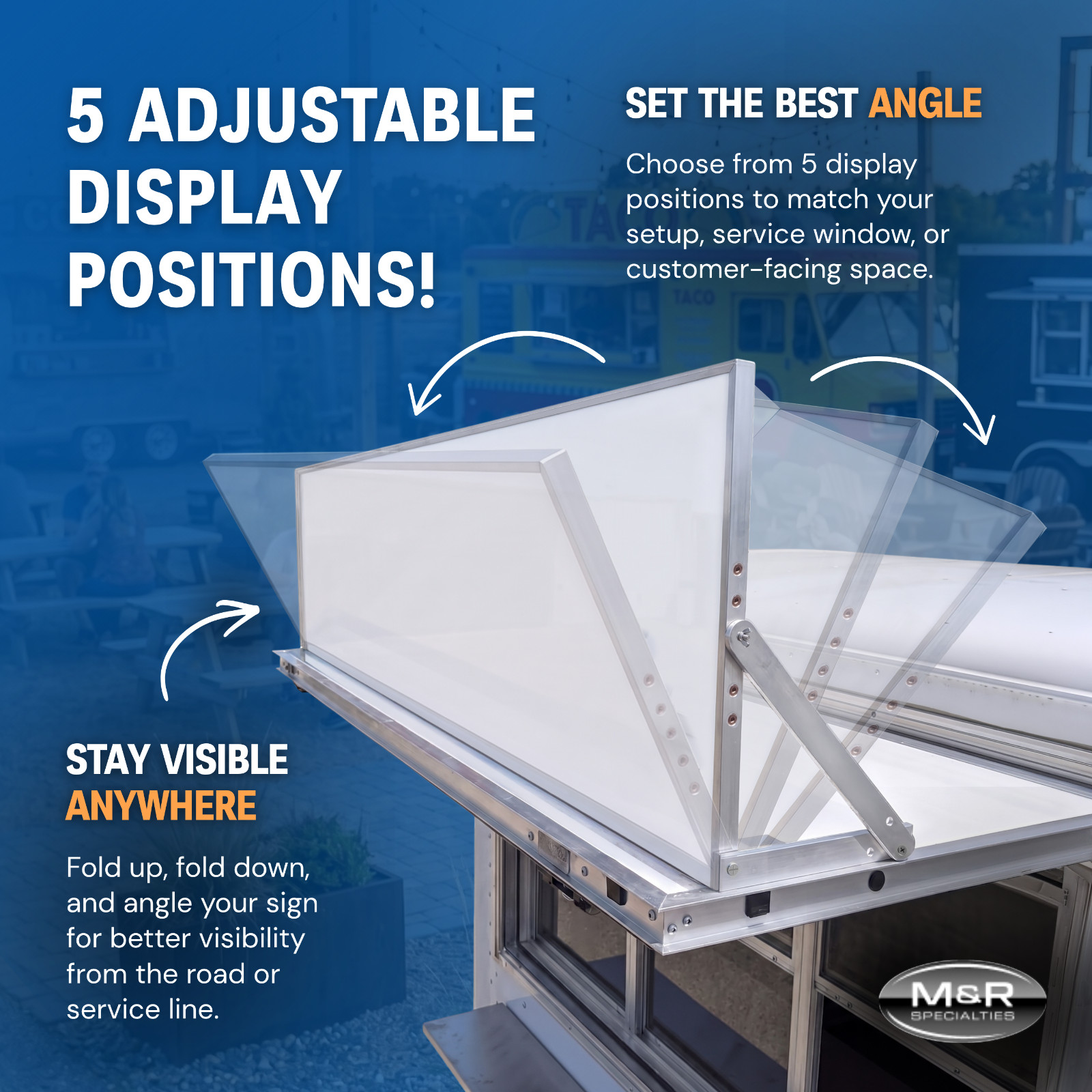 M&R Specialties – Add-on Fold-up and Down Concession Door Marquee or Sign