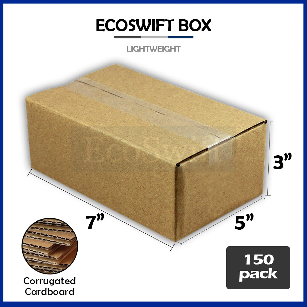 150 7x5x3 EcoSwift Cardboard Packing Moving Shipping Boxes Corrugated Box Carton