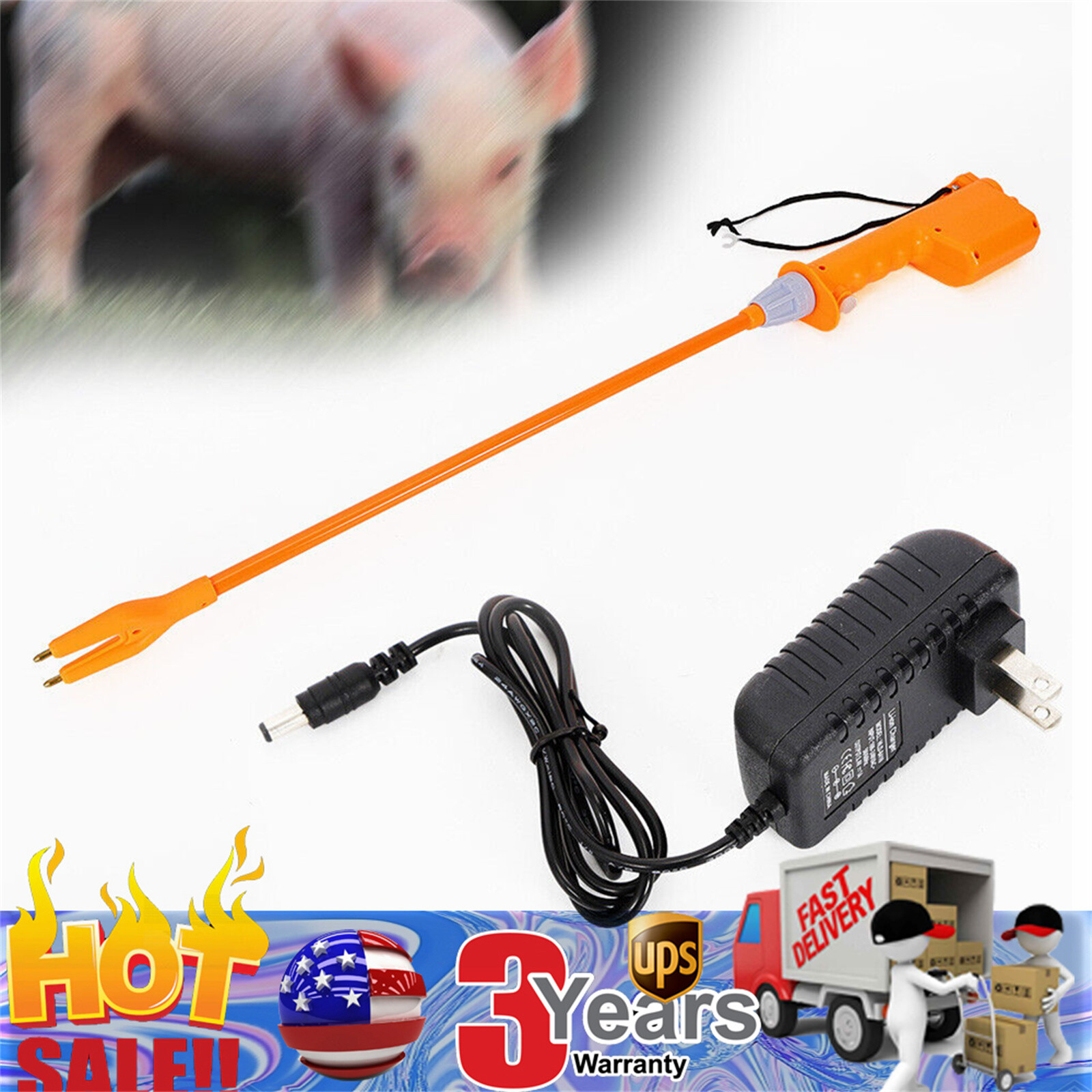 10000V 4400MA Livestock Rechargeable Cattle Prod Electric Shock Voltage Animal
