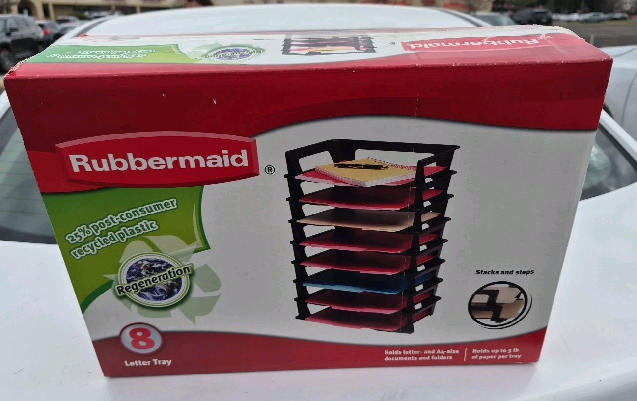 Rubbermaid 8 Letter Tray Stacks and Steps NEW and Sealed Trays Regeneration