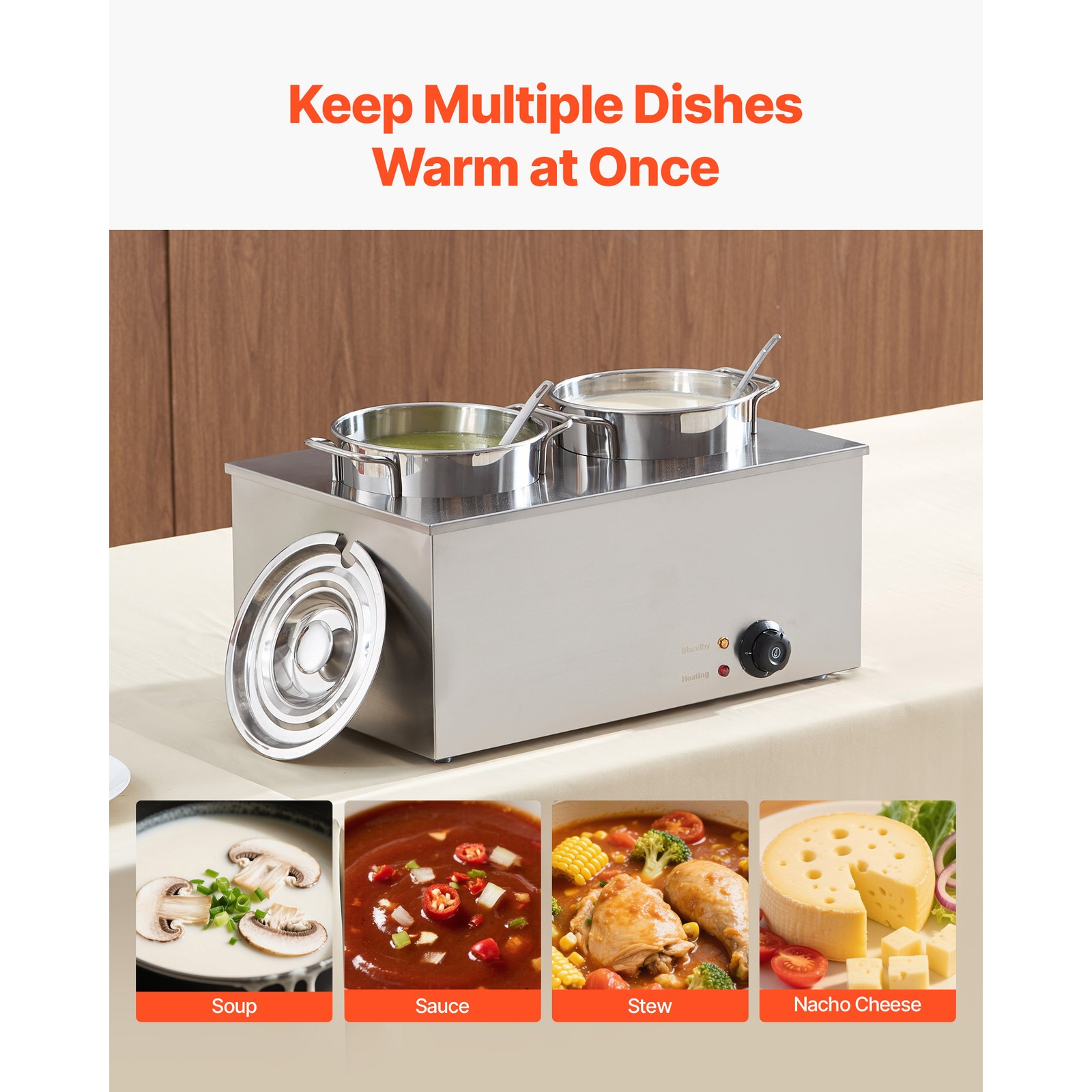 Uimoso Dual 6.34Qt Commercial Soup Warmer with Two Pots for Food Heating