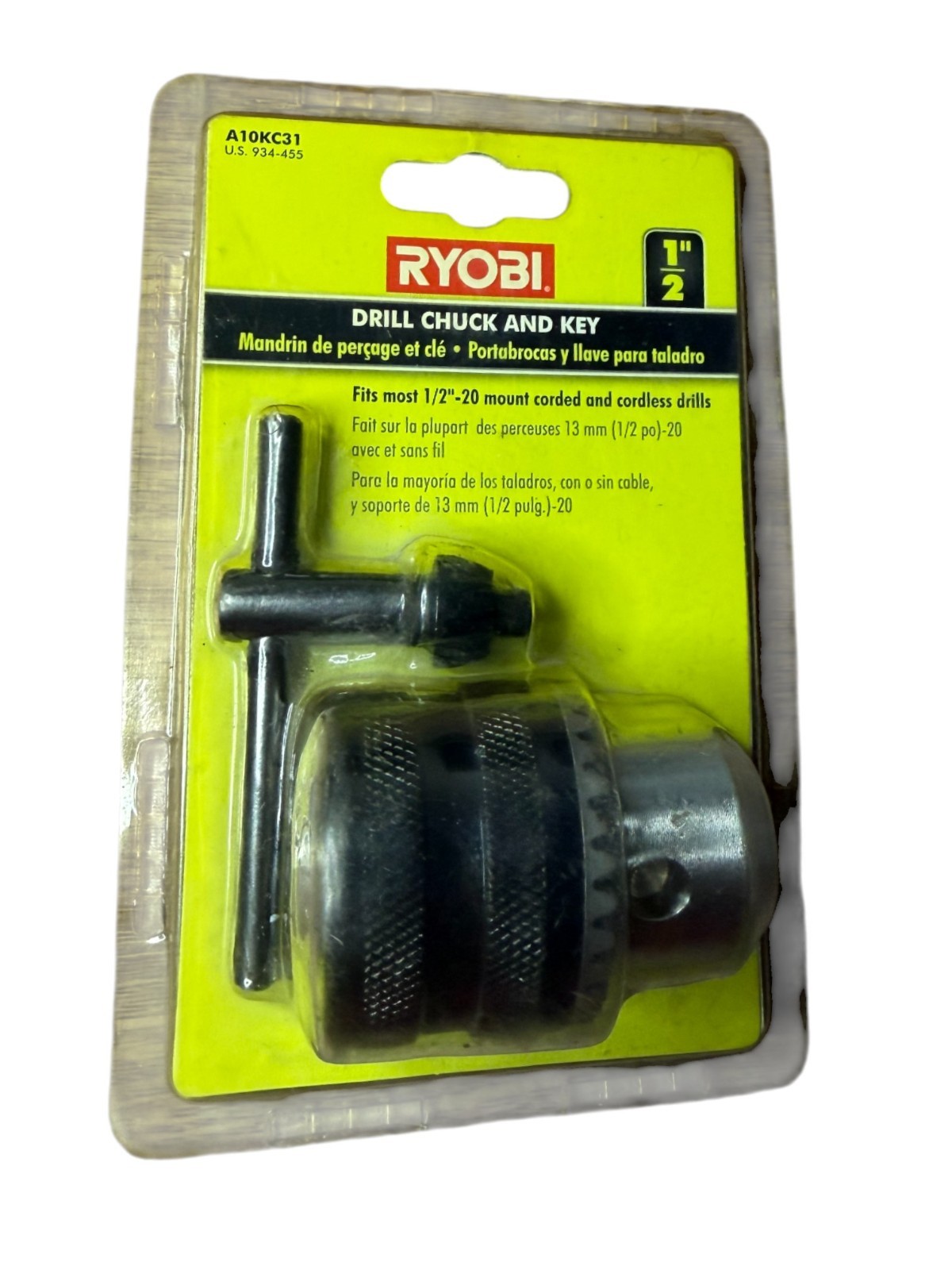 Ryobi 1/2″ Drill Chuck and Key Fits 1/2-20 Mount Corded & Cordless Drills New