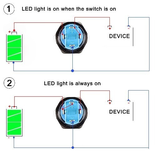 12mm Latching Push Button Switch Metal Shell Black 12V 24V 4 Pin 1NO Waterproof