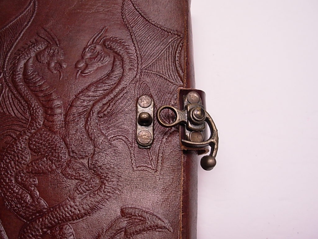 Handcrafted Leather Double Dragon Journal Metal Latch Unlined Pages India 5 x 7