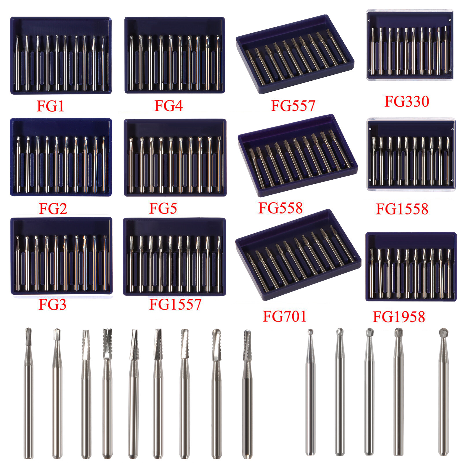 10-100PCS Dental Tungsten Carbide Inverted Cone FG Bur FOR High Speed Handpiece