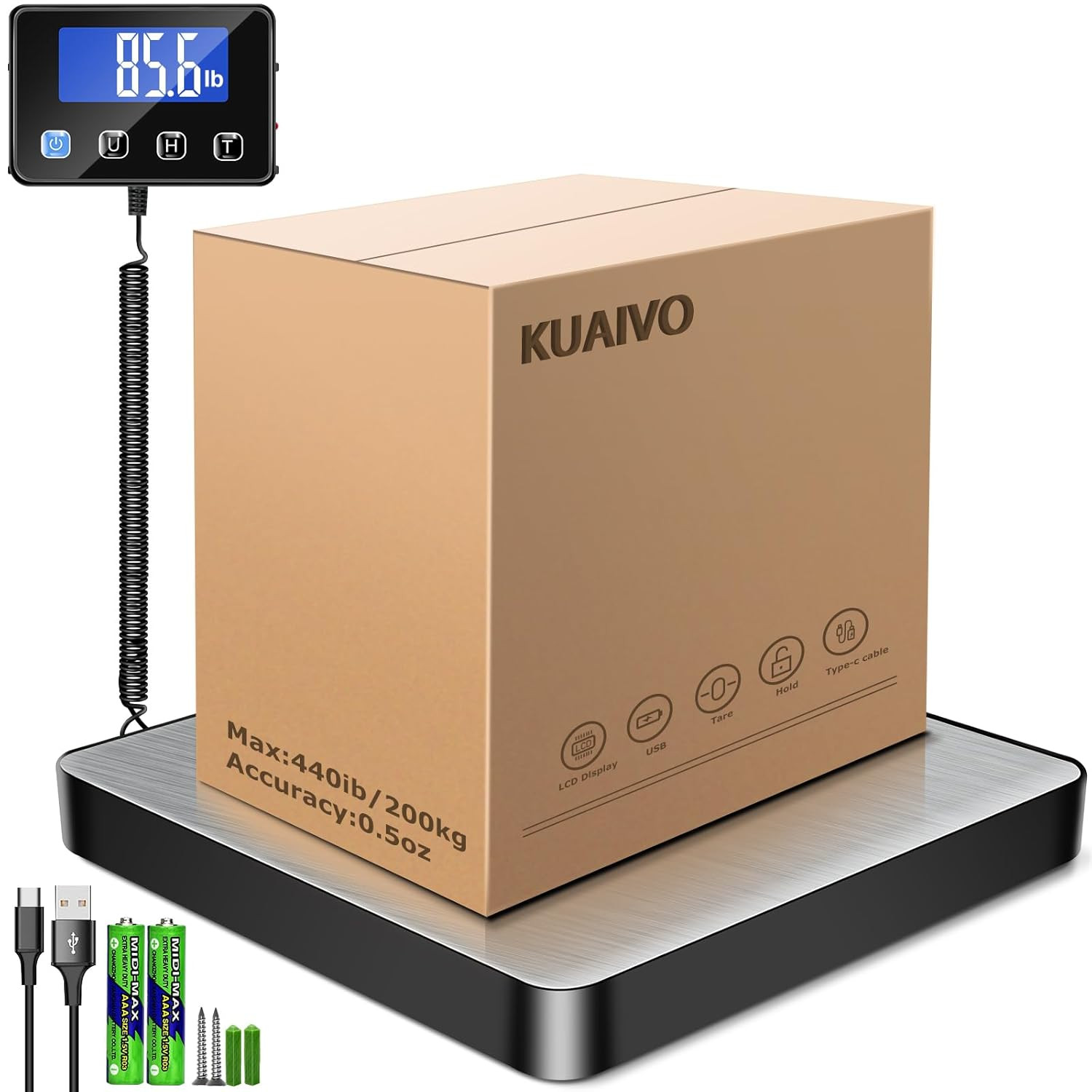 Shipping Scale, 440Lb/0.35Oz High Accurate Digital Postal Scale with Hold/Tar…