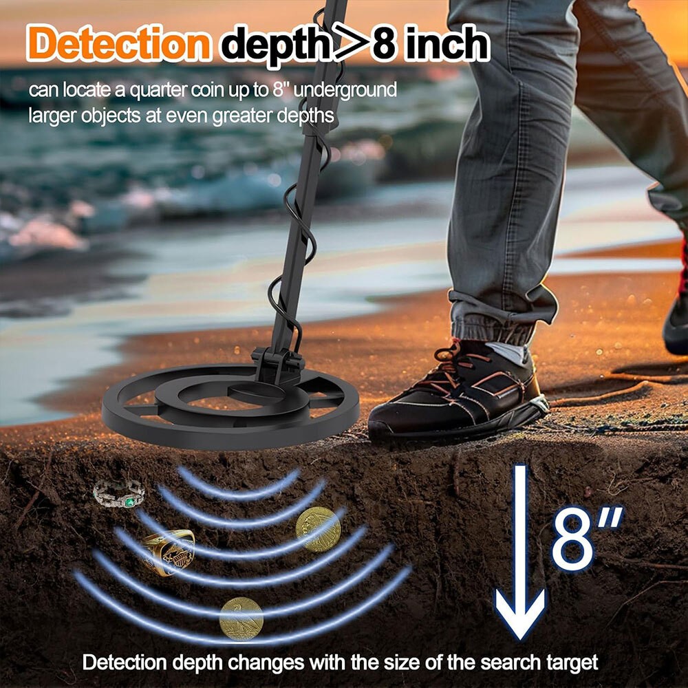 Metal Detector – 5.8KHz,Adjustable Sensitivity,22cm Depth for Coins/Jewelry