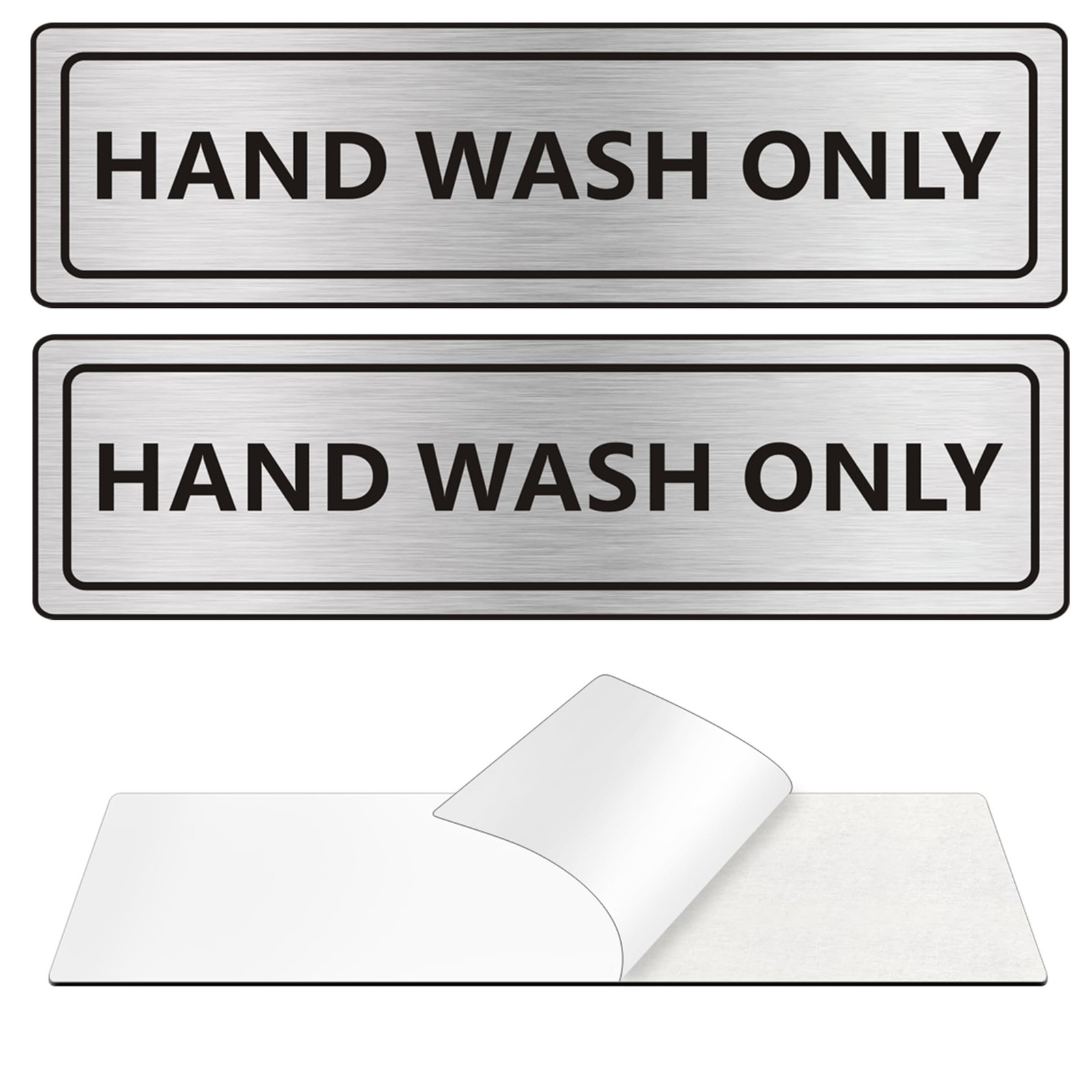 2 PACK Hand Wash Only Sign Self-adhesive Waterproof Aluminum Metal Signs for …