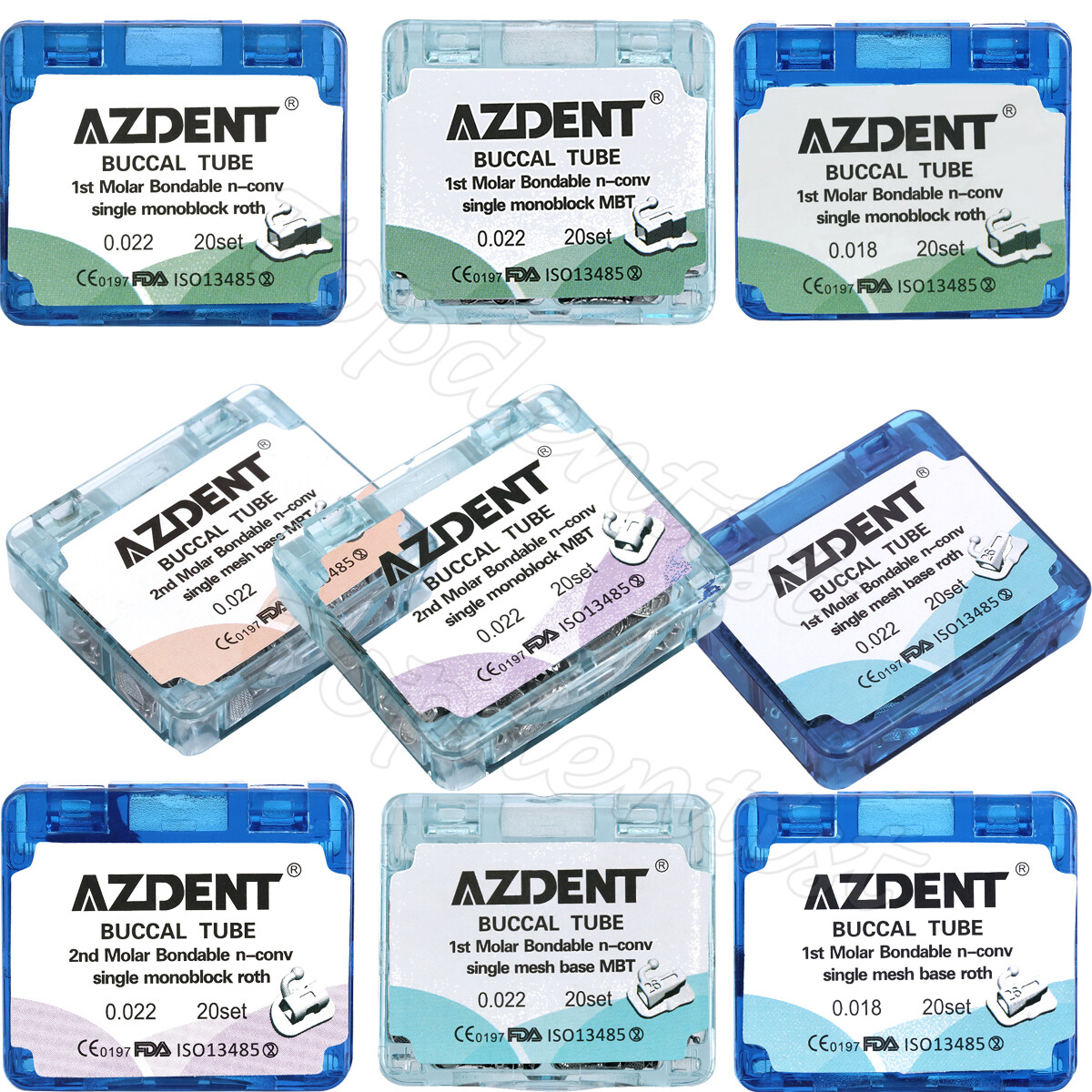 Tubos bucales adhesivos para ortodoncia dental Roth/MBT 022/018 1er 2do molar