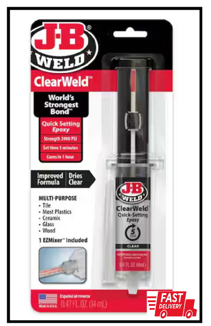 JB Weld 50114H ClearWeld Quick Setting Epoxy, Clear 0.47 oz. – BUY MORE & SAVE!!