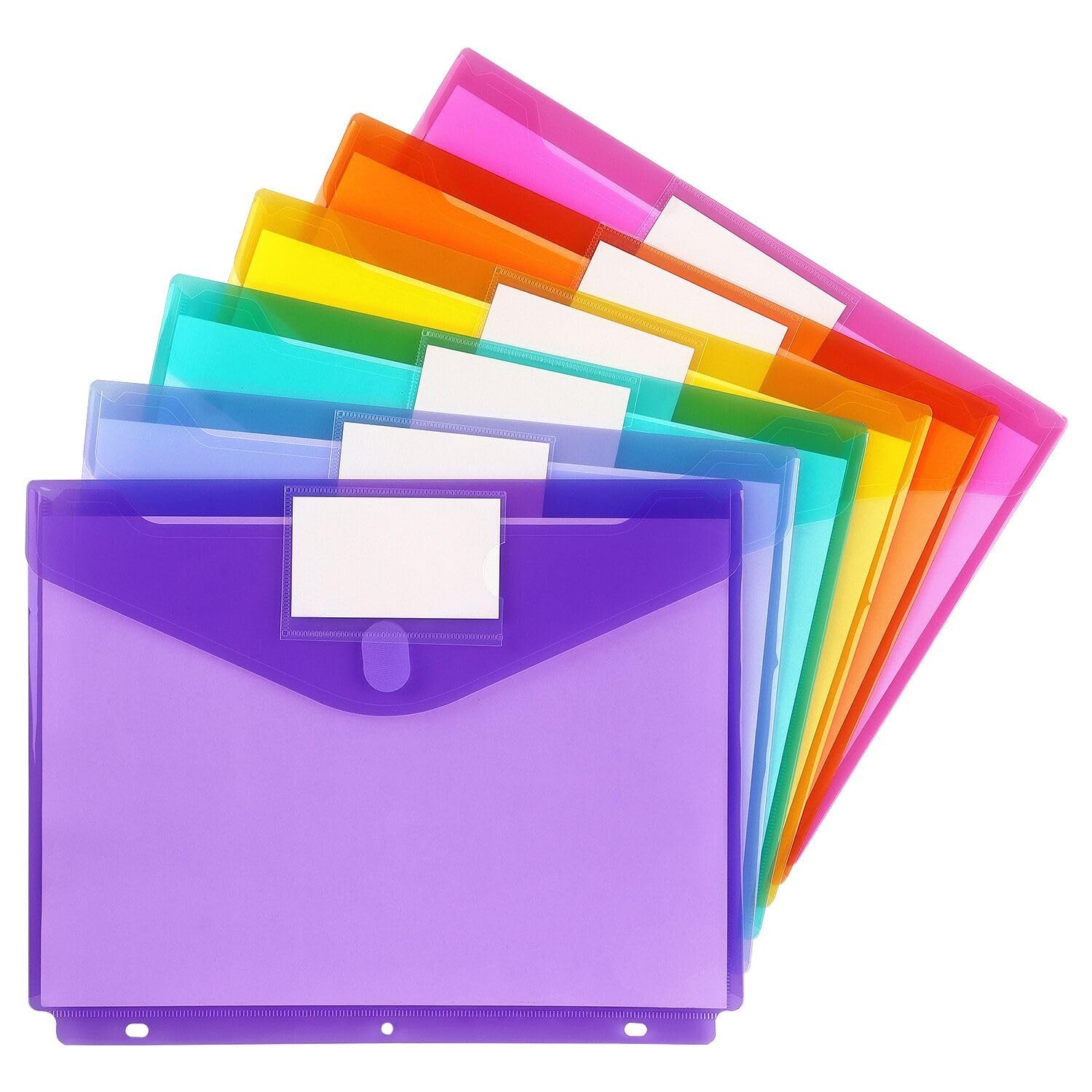 Tamaki 6 Pack Binder Pocket, Plastic 11.6 x 9.25 inches, 6 Pack-multicolor