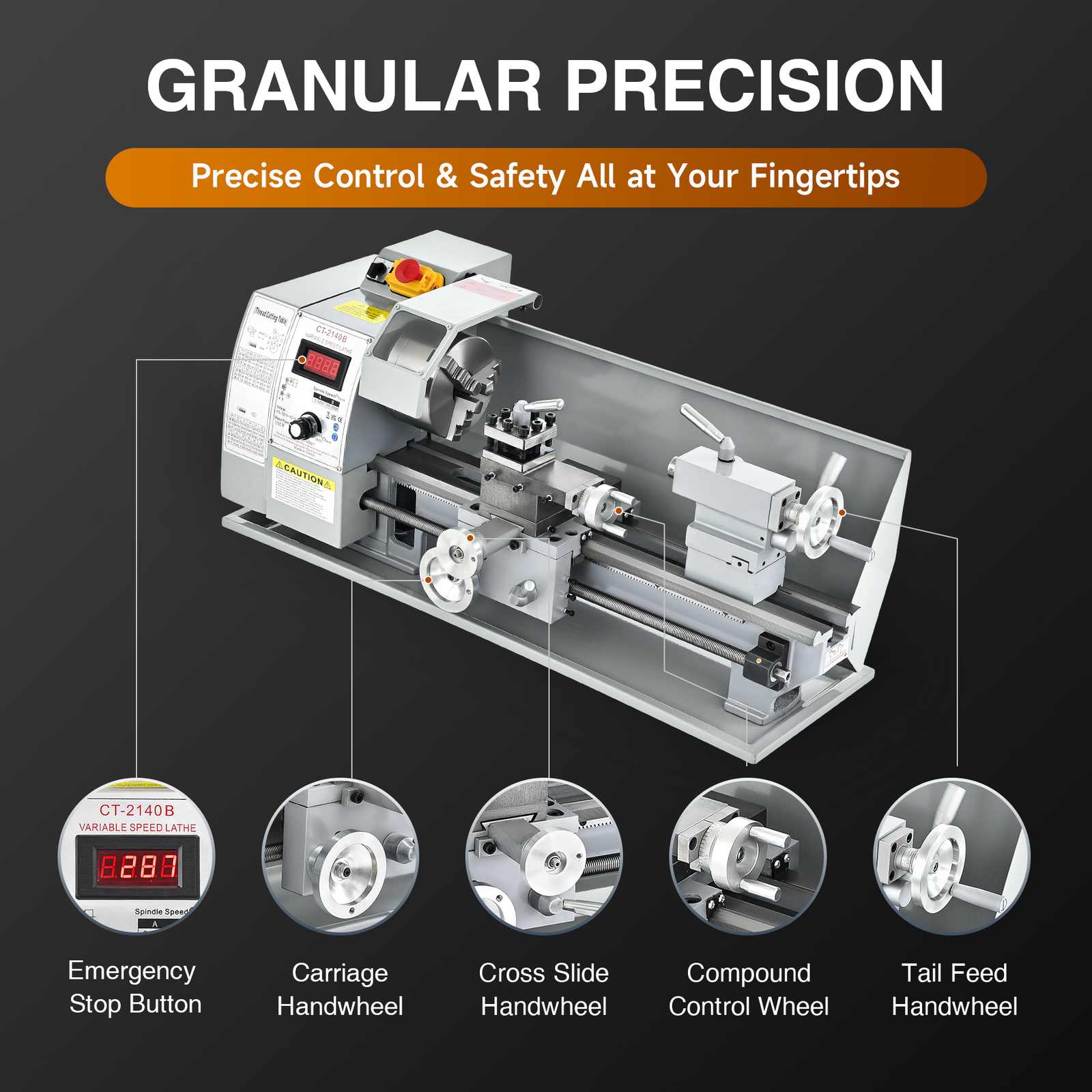CREWORKS 8×16″ Mini Metal Lathe Brushless 1100W 2250rpm 2-Chucks Tool Bundle