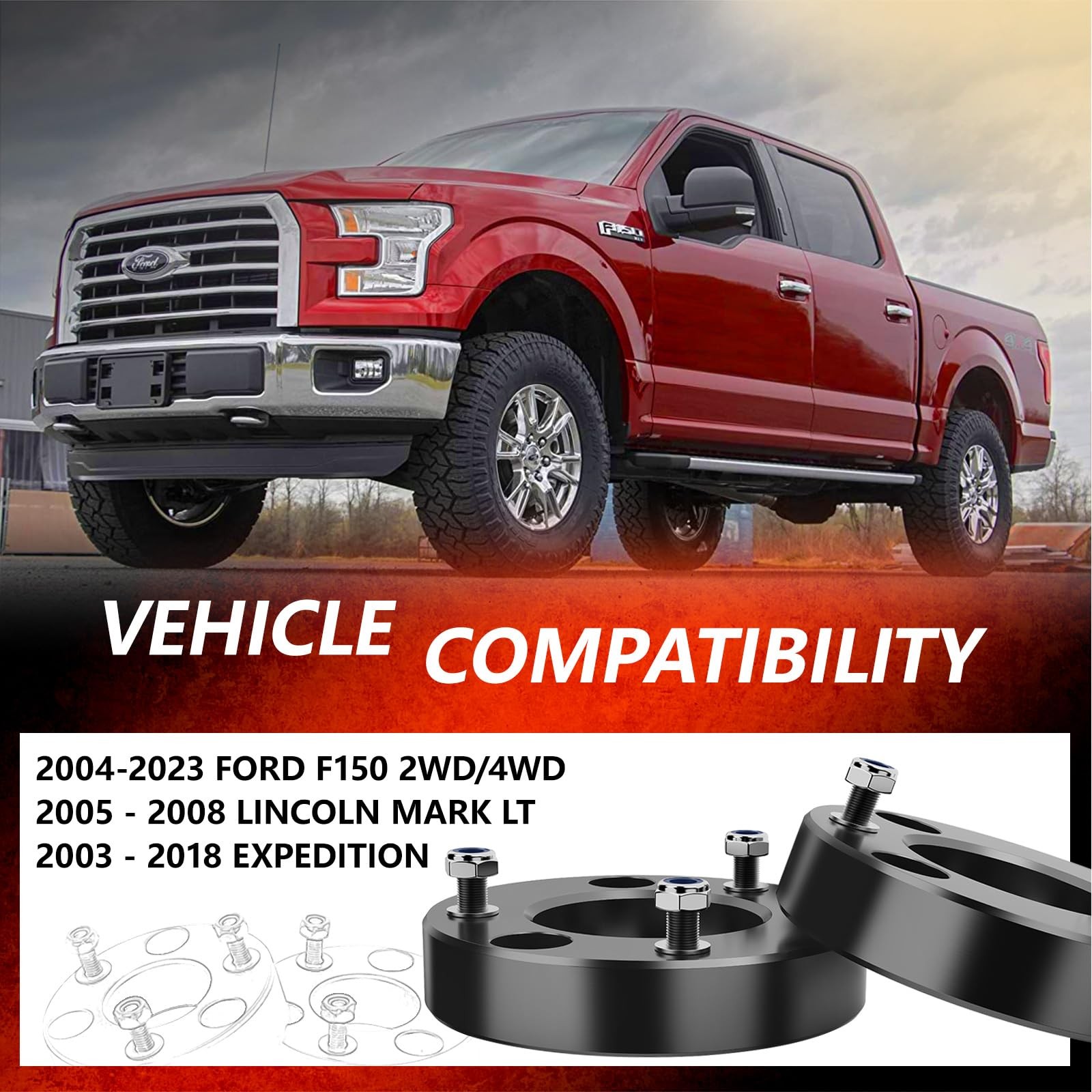 Lifronkit 2 Inch Front Leveling Lift Kit For 2004-2026 Ford F150 2Wd/4Wd Lift