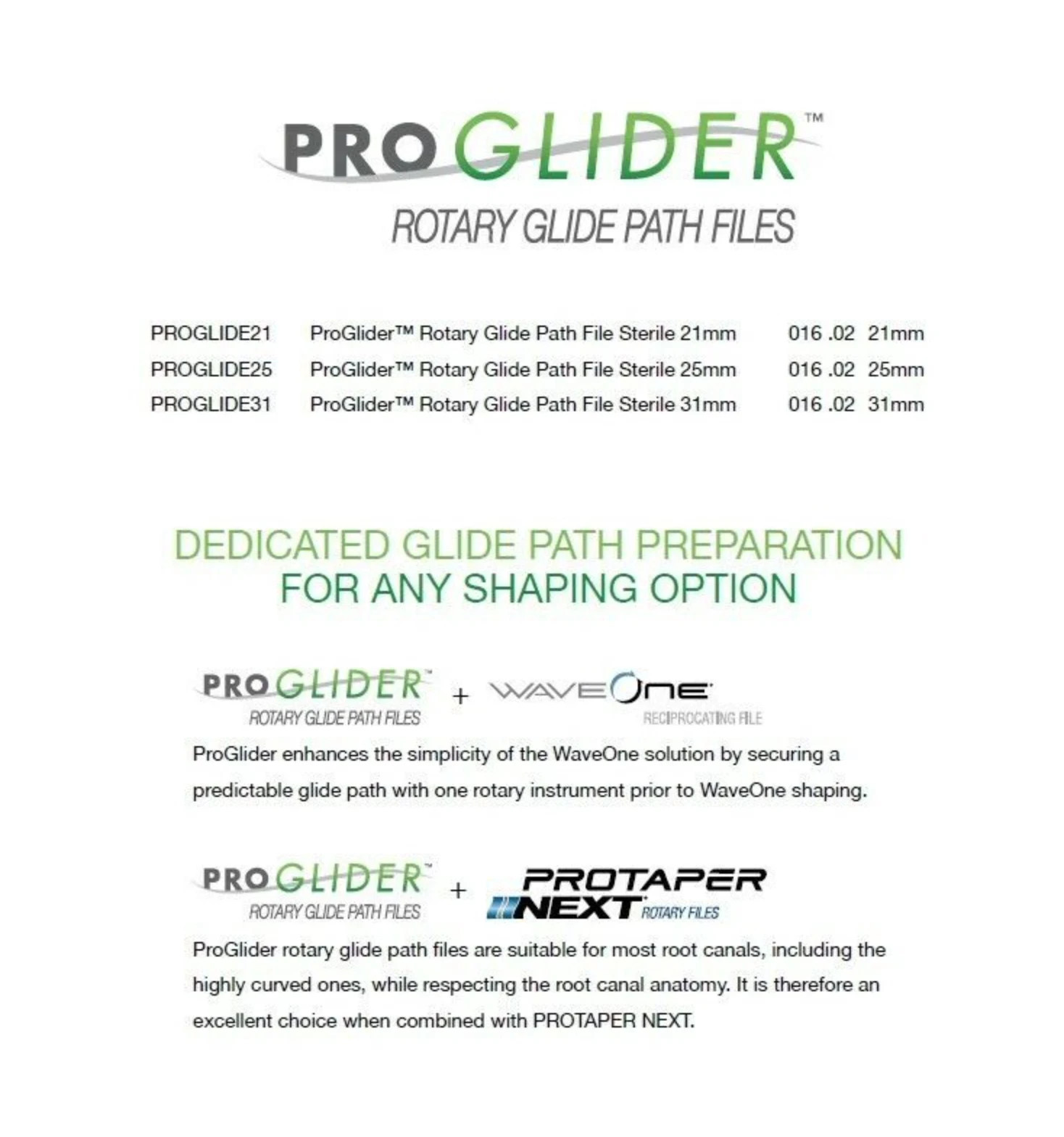 Proglider Rotary Glide Path Files Endodontic Files Dentsply All Size-30 files/pk