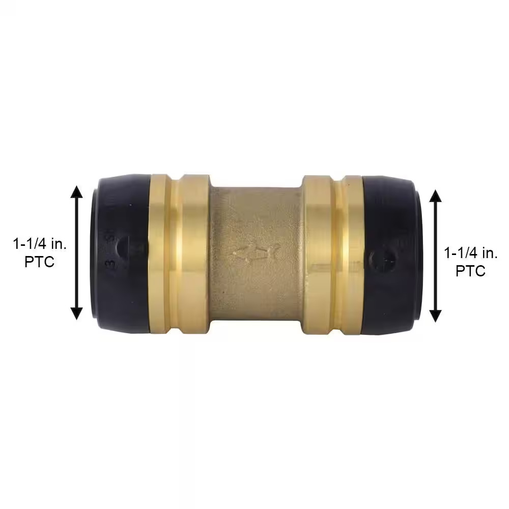 1-1/4 In. Push-To-Connect Brass Coupling Fitting