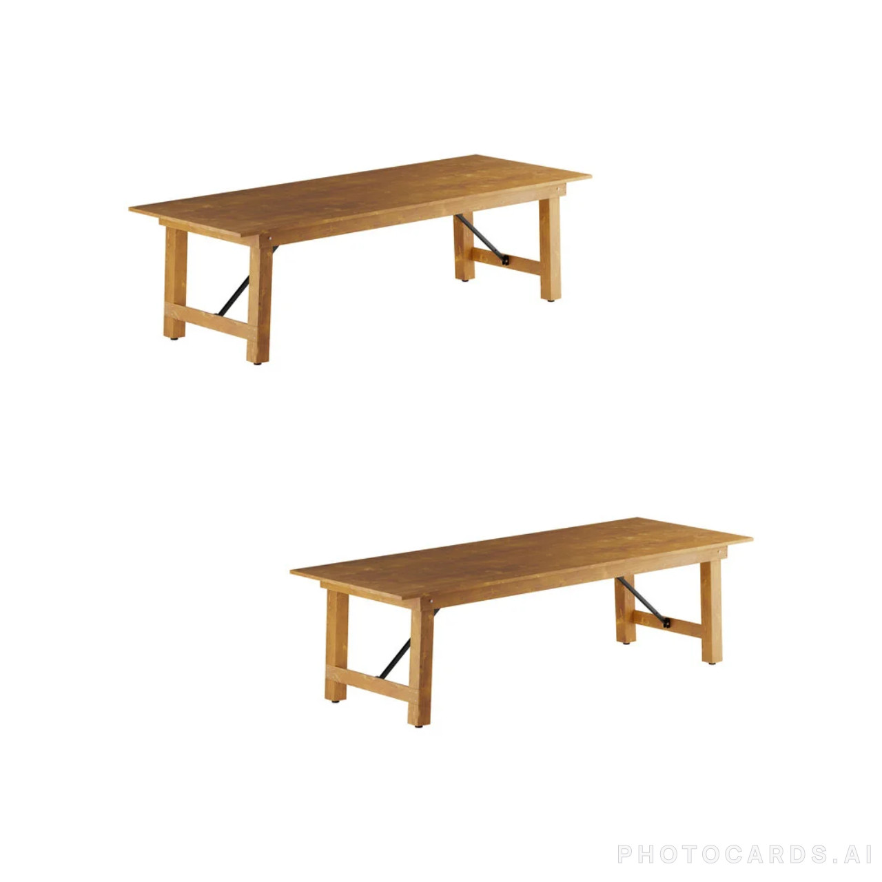 2 PACK 40″ X 108″ Farmhouse Rustic Solid Pine Folding Table in Vintage Finish