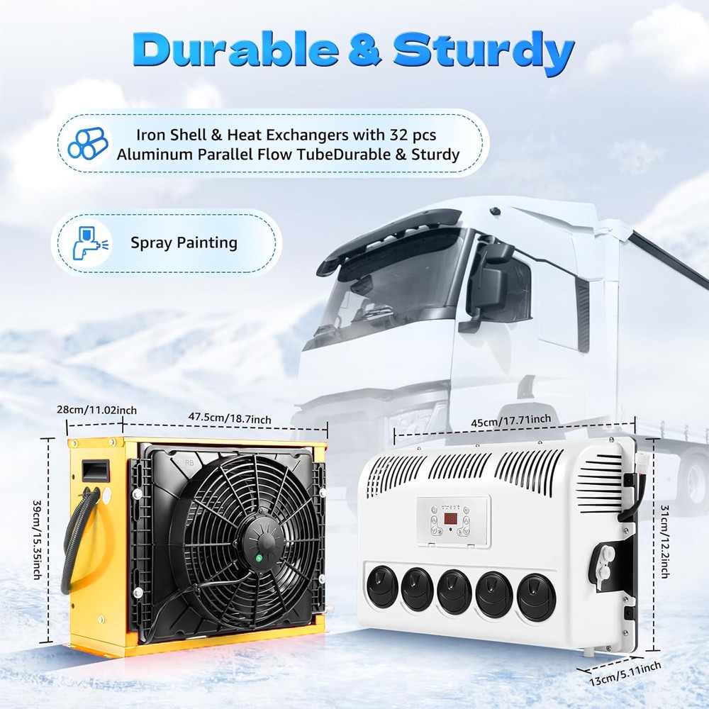 12V 12000 BTU Truck Cab Air Conditioner Split AC For Semi Trucks Bus RV Caravan