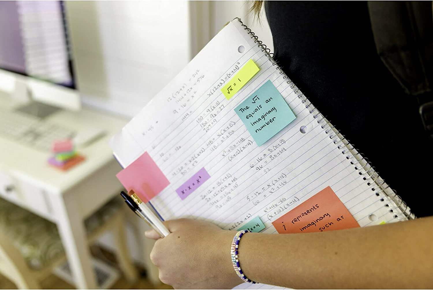 Post-It Page Markers, Assorted Bright Colors, 1/2 in X 2 In, 50 Markers/Pad, 10